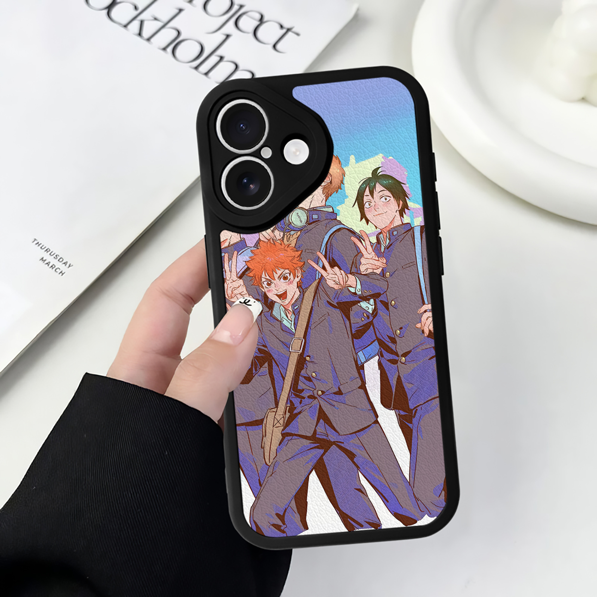 （画像用） ハイキュー!! Haikyu!! 【iPhone 16シリーズ対応】シリコンスマホケース（レザー調） 材質：シリコン